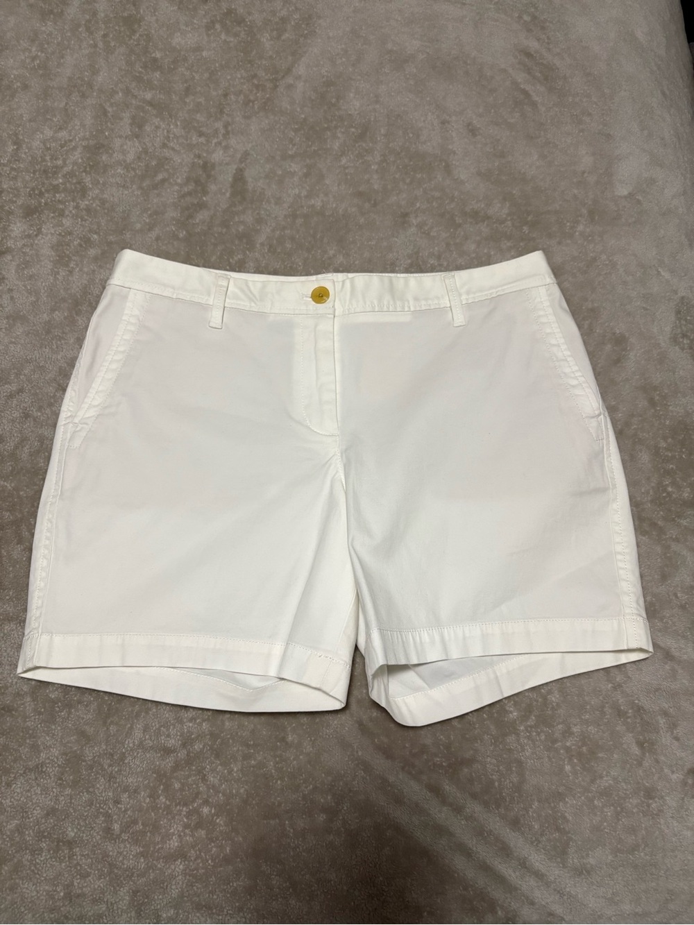 Talbots White Relaxed Chino Shorts Cotton Stretch Casual Classic Size 10P